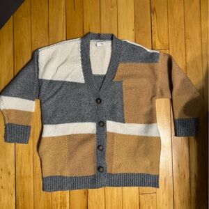 Love Riche Gray, Tan and Cream Knit Cardigan